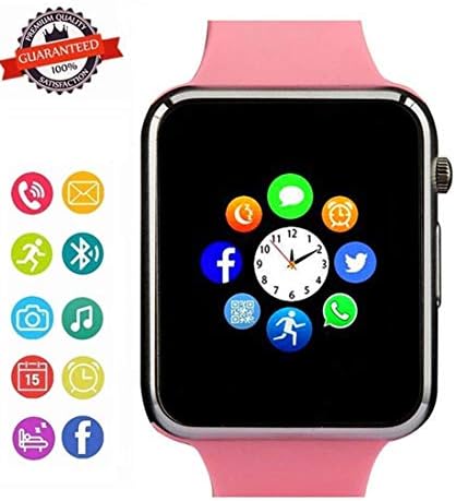 Smart Watch - Wzpiss Bluetooth Smartwatch Touchscreen Wrist Watch Sports Fitness Tracker with Camera Pedometer SIM/SD Card Slot Compatible Samsung Android iPhone iOS for Women Kids Men (Pink)