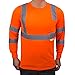 NY Hi-Viz Workwear L9091 Class 3 High Vis Reflective Long Sleeve ANSI Safety Shirt (Large, Orange)