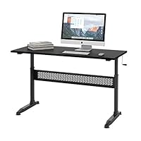 DEVAISE Height Adjustable Standing Desk with Crank, 55" Sit Stand Up Desk Workstation for Home Office, Black