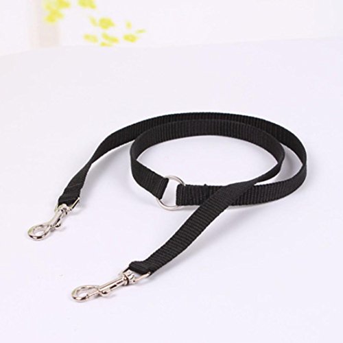 Letdown Double Dog Twin Strong Multicolor Lead Two Pet Dogs Walking Leash (Black)