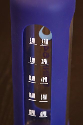 32 Oz Glass Water Bottle Time Marked Reusable Eco Friendly With Silicone Sleeve: BPA Free. Paleo, Whole 30 and Vegan Recommended