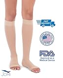 Jomi Compression, Unisex, Knee High Stockings Collection, 20-30mmHg Surgical Weight Open Toe, Full Wide Calf 221 (Large, Beige)