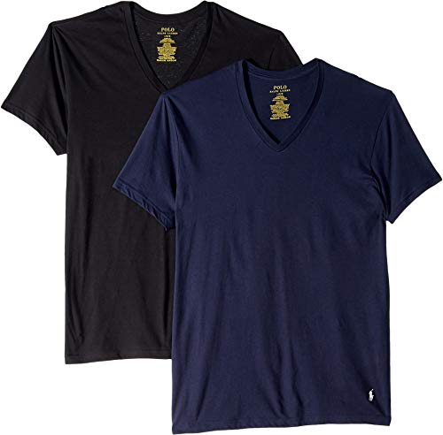 Polo Ralph Lauren Classic Fit Cotton T-Shirts 3-Pack, L, Black/White/Navy