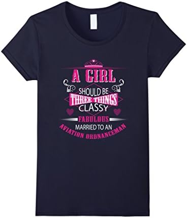Women's A Girl Should Be Three Things Classy Fabulous And Married To XL Navy