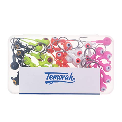 Temorah Fishing Lures Jig Heads,Ball Heads 1/32oz-1oz,Sharp Fishing Hooks for Freshwater or Saltwater (Assorted, 1OZ 10PCS)