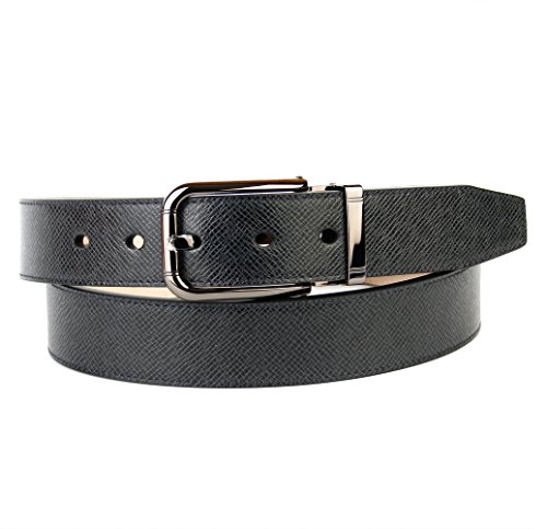 Anthoni Crown Leather Men`s Belt Black 36"-46" with Black Metallic Buckle/3py10 (38)