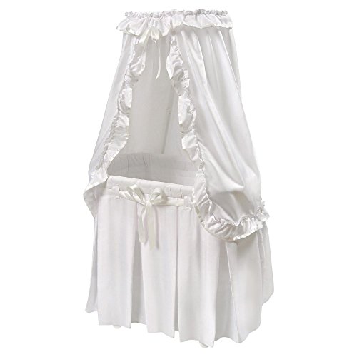 Badger Baskets 30060 Majesty Baby Bassinet with Canopy White Bedding,