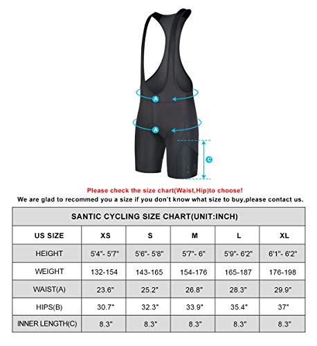 image for Santic Bib Cycling Shorts Mens 4D Padded Bicycle Breathable Half Pants