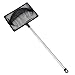 Pawfly 5 Inch Aquarium Fish Net with Telescopic Stainless Steel Handle Larger Square Net with Soft Fine Mesh Sludge Food Residue Wastes Skimming Cleaning Net for Fish Tanks Small Koi Ponds and Pools