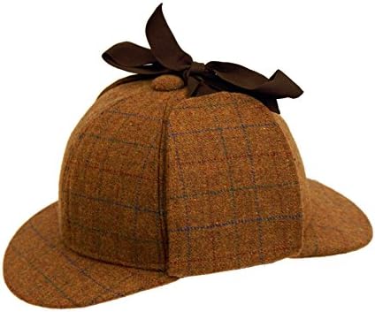 Dark Beige Tweed Check Colour Country Sherlock Deerstalker Hat