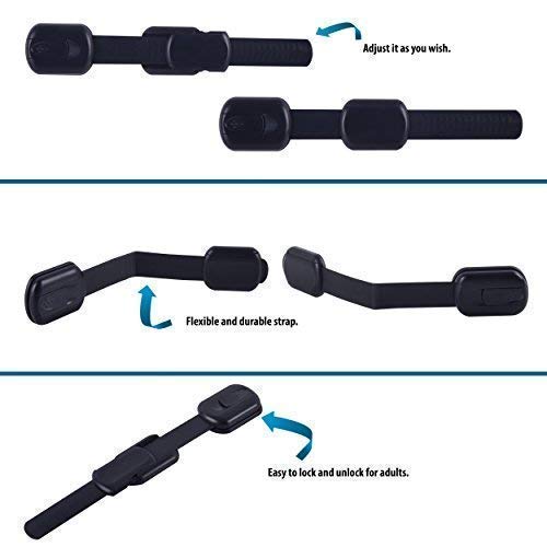 CUTESAFETY-Child-Proof-Safety-Locks-Baby-Proofing-Cabinet-Lock-with-6-Extra-3M-Adhesives-Adjustable-Strap-Latches-to-CabinetsDrawersCupboardOvenFridgeCloset-SeatDoorWindow-Black-6