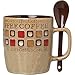 Coffee Cup set by Mr. Coffee Dual Tone Coffee Mugs Set with Spoons Stoneware 14 oz coffee cups  Assorted Designs, 8 pcs set, Cafe Americano