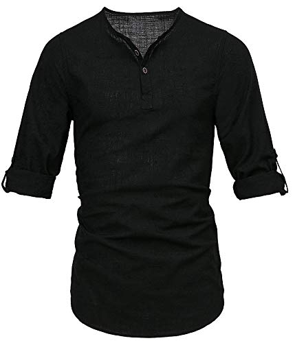 1 THWEI+Henley+Sleeve+Casual+T+Shirt