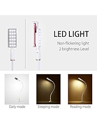 Avantree CP901L   Soporte para teléfono móvil, con clip para lámpara de cama, lámpara de escritorio de cuello de cisne con luz LED, soporte universal de color lazy, brazo largo flexible para teléfono móvil de 4 a 16 pulgadas