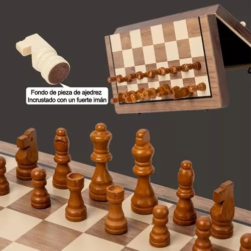 YUHOHO Juego De Ajedrez Y Damas Magnético 39x39cm,Tablero Plegable,Interesantes Juegos de Estrategia Que mejoran el Pensamiento lógico y Las Habilidades de Pensamiento Independiente