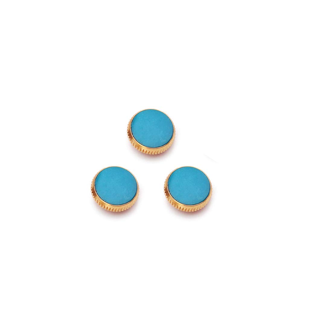 Alnicov Gold Plated Stone Inlays Trumpet Finger Buttons for Trumpet Replacement Blue Set of 3