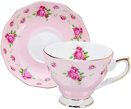 6 Style 240ml Blue Pink Porcelain Fashion British Bone China Coffee Cup Saucer Ceramic Flower Tea Set Teacup and Saucer Sets ( Color : Style 3 )