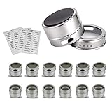 Citrus Pantry 12 Magnetic Spice Containers, Herb & Spice Rack Tins for Refrigerator, Grills, or Metal Walls, Strongest Stainless Steel Magnet Canisters & With Shaker Lids