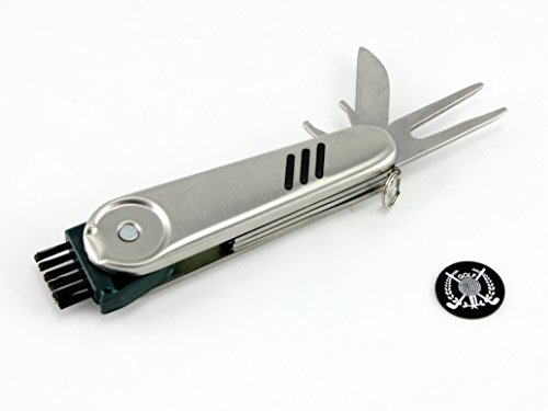 Skyway Golf All-in-One Multi Tool Stainless Steel with Beltloop Pouch Divot Repair Ball Marker - Engravable