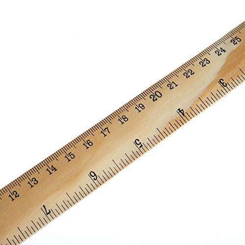 RAYNAG Set of 3 Wooden Ruler 6/5/12 Inch Solid School Office Measuring Rulers Tool Kit with Conversion Table