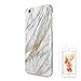 White Gold (Not Real Glitter) Marble iPhone 6 6S Case iPhone 6 case uCOLOR Nature Dual Layer Hard PC + Soft TPU Tough Case for iPhone 6 6S-with Slim Tempered Glass Screen Protector