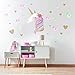 SONG'S IDEA Large Size Unicorn Wall Decal,2Packs，Unicorn Wall Sticker Decor with Hearts and Stars for Girls Rooms Baby Nursery