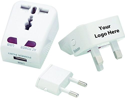 Universal Travel Adapter with USB Port - 24 Quantity - $20.70 Each - PROMOTIONAL PRODUCT / BULK / BRANDED with YOUR LOGO / CUSTOMIZED