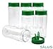 SalusWare 6 Pack 16 Ounce Round Green Cap Plastic Spice Jars Bottles Containers Perfect Storing Spice, Herbs Powders Lined Cap Safe Plastic Made in the USA