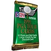 1991 PGA Tour Cards, Golf Trading Card Pack, 12 Photo and Stat Cards with Discount Card