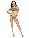 SweatyRocks Women's Sexy Bikini Set Solid Color Off Shoulder Bandeau Two Piece Swimsuit Green S