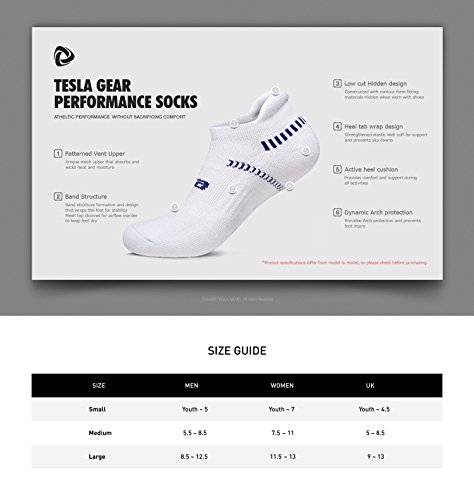 image for TSLA Men's 6-Pairs Atheltic No Show Socks Cushioned Comfort w Mesh, No