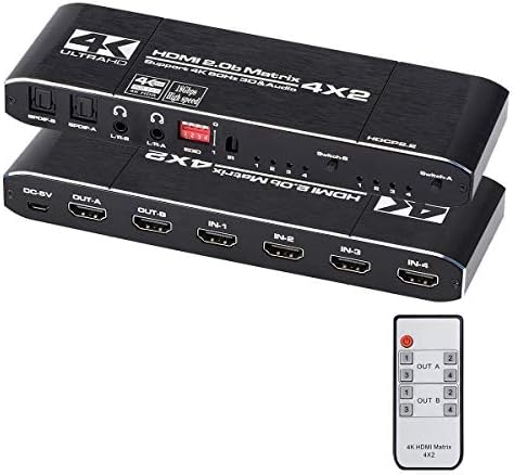 HDMI Matrix 4x2 , 4K HDMI Matrix Switch 4 in 2 Out Switcher Splitter ...