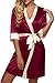 Ekouaer Women's Kimono Robe 2/1 Sleeved Nightgown Robe Silk Robe Party Gown Short Pure Color Bathrobe V-Neck Sleepwear.