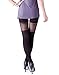 HDE Women's Cute Tattoo Print Stockings Novelty Design Sheer Tights Pantyhose (Black Mock Bow)