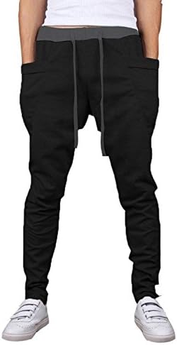 OXYVAN Men's Jogging Pants Elastic Waist Running Track Sweatpants Harem Trousers(Black, Large)