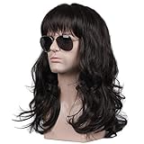 ColorGround Long Wavy Natural Brown 80s 70s Wig for Men