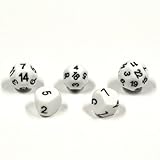 Set of Unusual Dice: d5, d7, d14, d18, and d22 in White