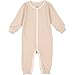 Niteo Baby Organic Cotton Snap Front Coverall, Light Brown Pinstripes, 18-24M