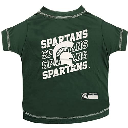 Pets First NCAA Michigan State Spartans Graphic Dog Tshirt, Licensed Sporty Dog…