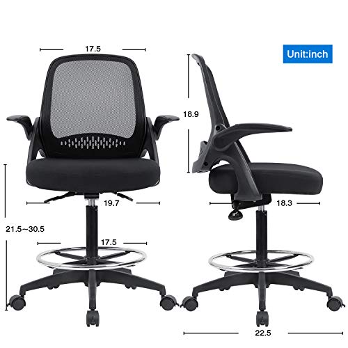 Devoko Drafting Chair Tall Office Chair with Flipup Armrests Executive