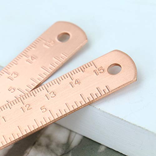 Pomeat 6 Inch Brass Ruler Rose Gold Durable Ruler Good for Journal, Planner and Diaries