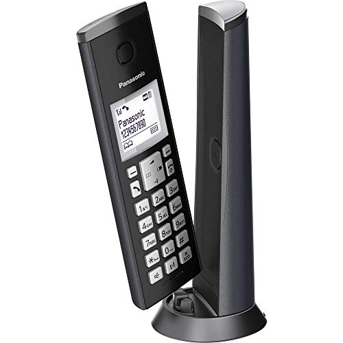 Panasonic KX-TGK220GM Design-Schnurlostelefon mit Anrufbeantworter, Station & Hörer, Freisprecheinrichtung, weißes LCD, Blockierung störender Anrufe,