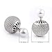 Faenlior Double Sided Front Back Ball Earrings Silver Plated Rhinestone Bling Pearl Balls Tribal Stud Earrings