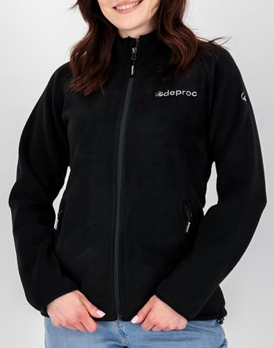 Deproc Active Damen Mit Stehkragen Übergangsjacke Windbreaker Polarfleece Wohlfühljacke Wawa Bay Fleecejacke, Schwarz, 36 EU