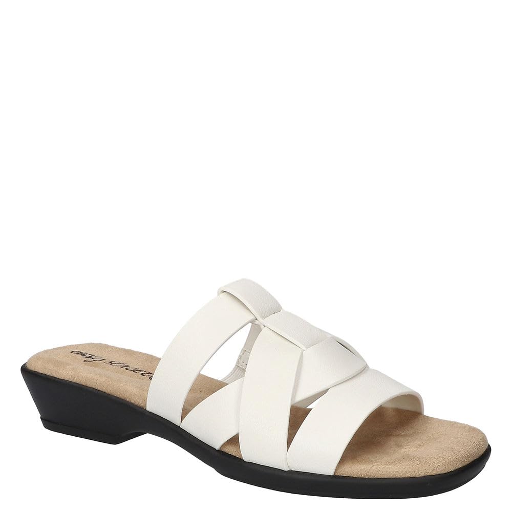 Easy Street Women’s Lakeport Slide Sandal, White, 6 X-Wide