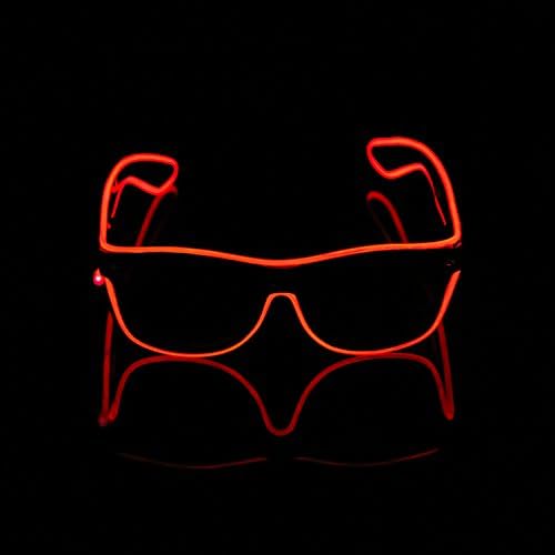 iChase LED Glasses ,EL Wire Fashion Neon Shutter Electroluminescent Flashing LED Sunglasses with Battery case Controller for Halloween Christmas Birthday Party Favor (Red)