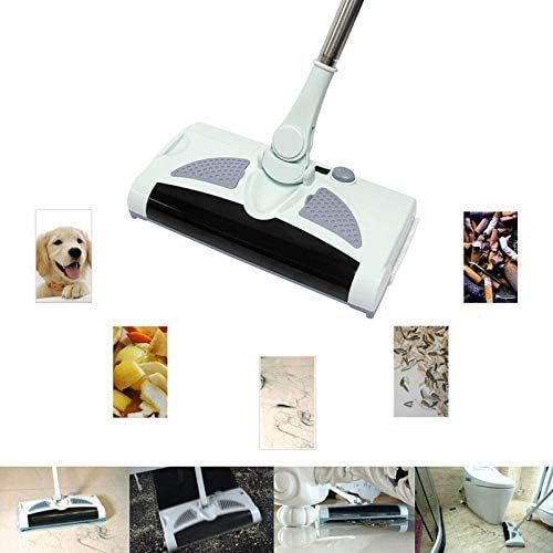 Electric Floor Sweeper - Cordless Wireless Rechargeable Floor Sweeper Broom With Rapid-Rotation Brush Head Lightweight Upright Cleaner 2 in 1 Cordless Electric Sweeper And Mop Rechargeable battery Rotary Rod 360 Degree for Carpet & Hardwood Floors (white)