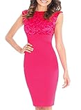 WOOSEA Women's Elegant Sleeveless Floral Lace Cocktail Party Pencil Dress