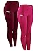 Neleus 2 Pack Tummy Control High Waist Running Workout Leggings,9017,2 Pack,Red,Rose Red,US XL,EU 2XL
