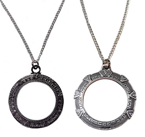New Horizons Production Stargate TV Series Silver SG-1 & SGA Stargate Antique Finish Metal Necklace Set
